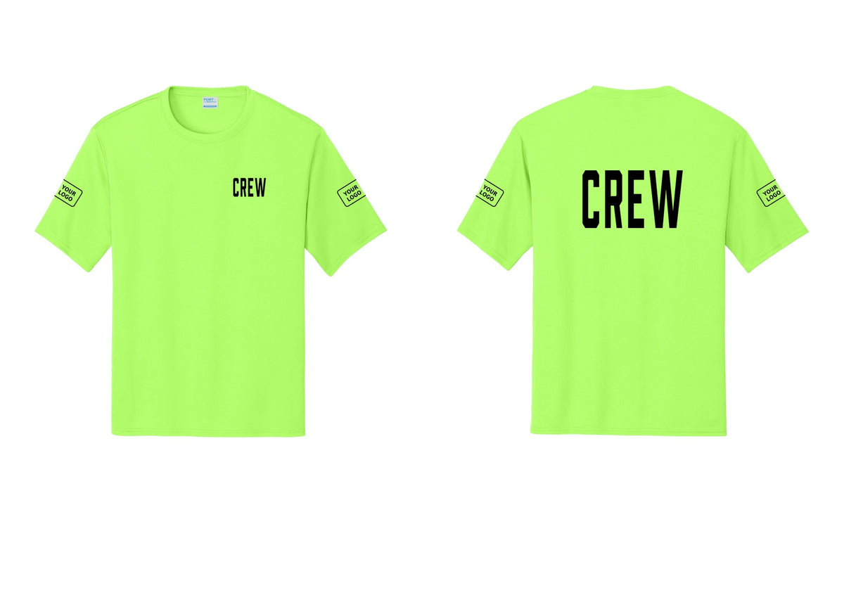 NYC Factory Custom Work Crew Uniform Performance Tee with Your Logo (Classic) - Chest + Back + Your Logo Sleeves - Neon Green