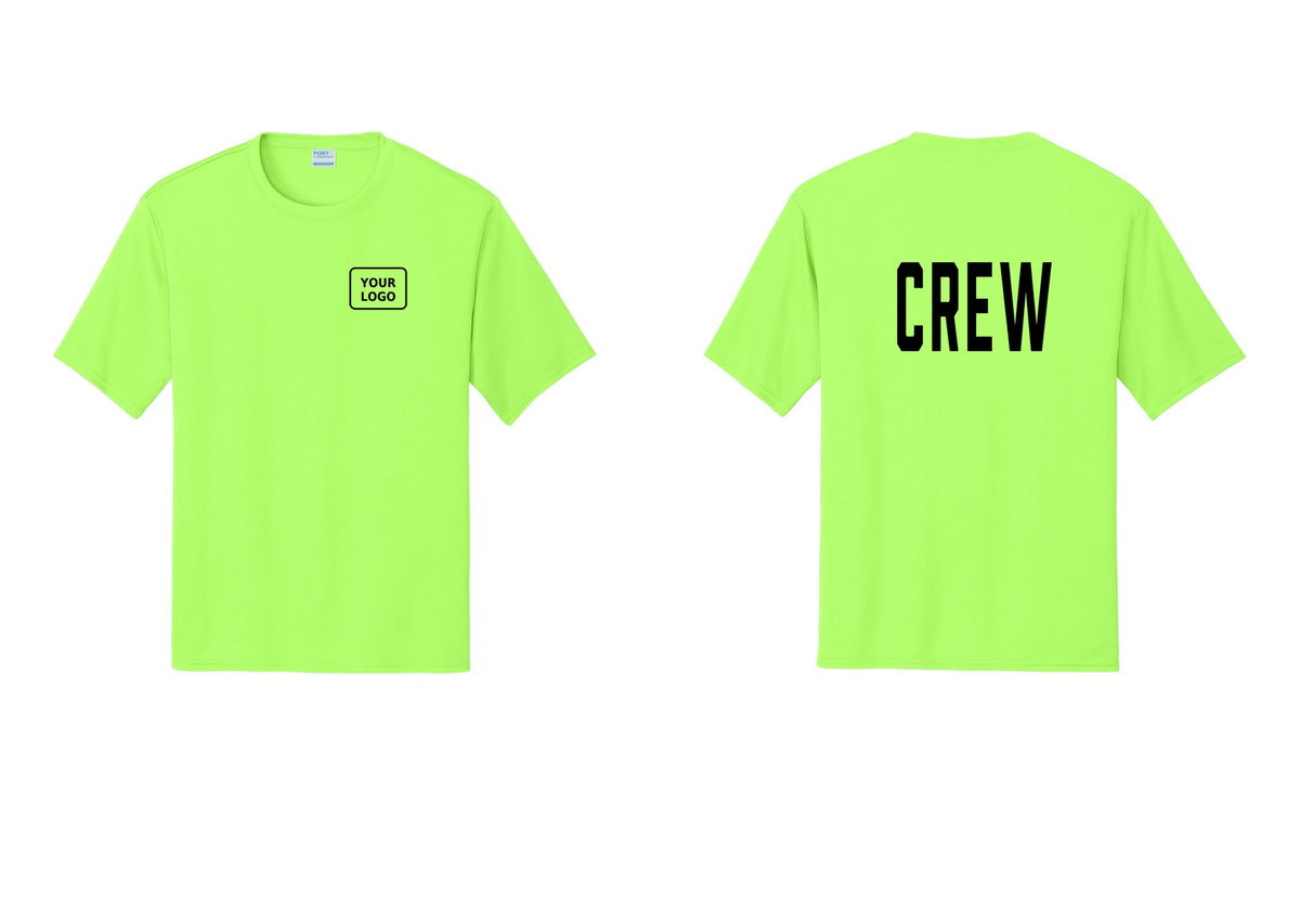 NYC Factory Custom Work Crew Uniform Performance Tee with Your Logo (Classic) - Your Logo + Back - Neon Green