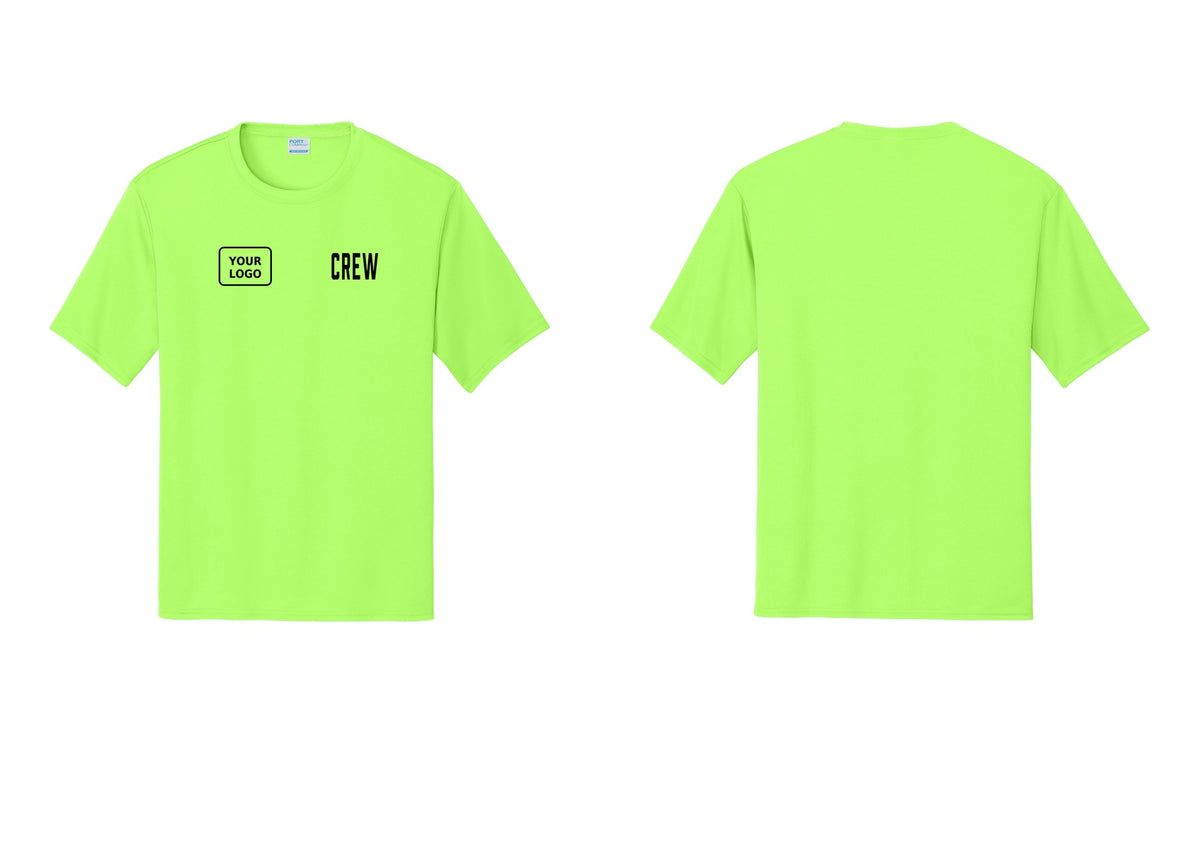 NYC Factory Custom Work Crew Uniform Performance Tee with Your Logo (Classic) - CREW + Your Logo - Neon Green