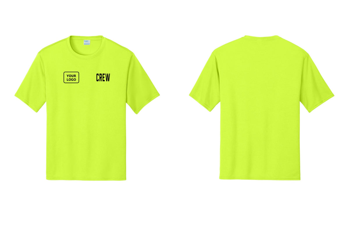 NYC Factory Custom Work Crew Uniform Performance Tee with Your Logo (Classic) - CREW + Your Logo - Neon Yellow