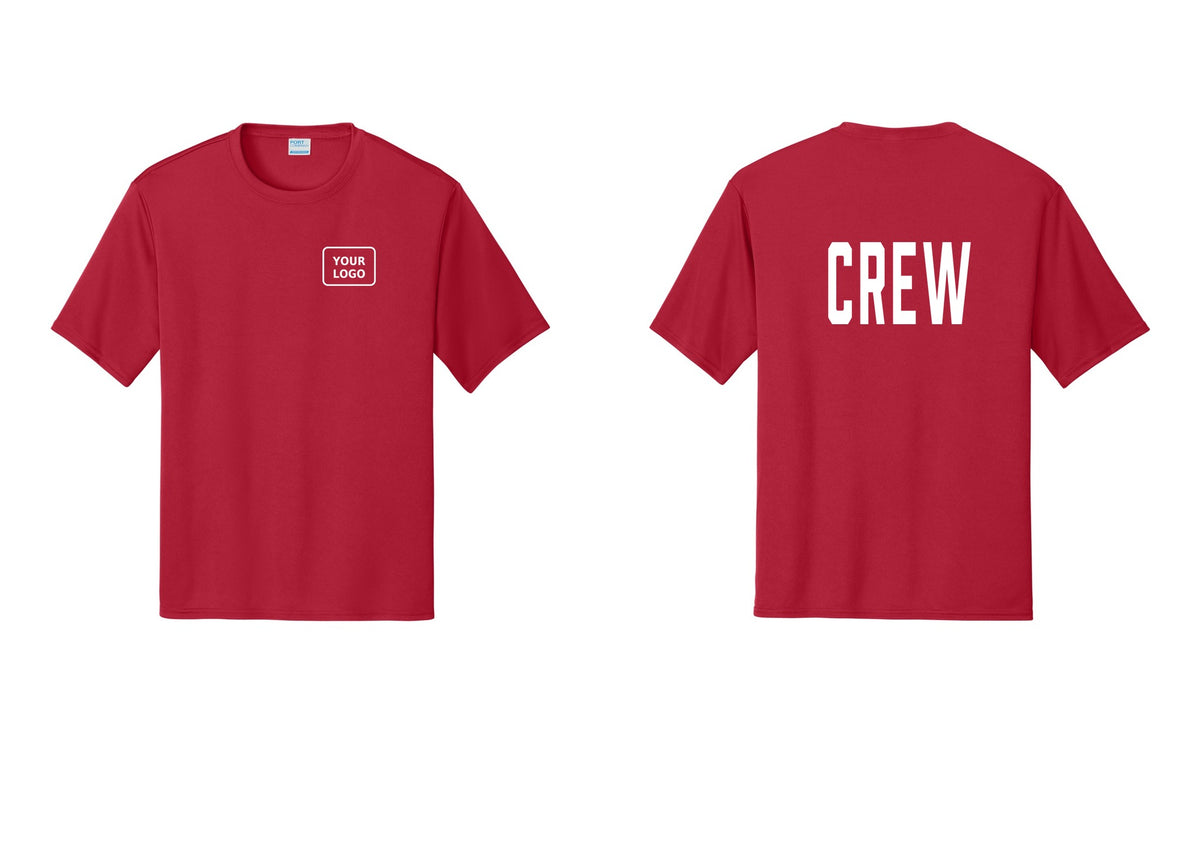 NYC Factory Custom Work Crew Uniform Performance Tee with Your Logo (Classic) - Your Logo + Back - Red