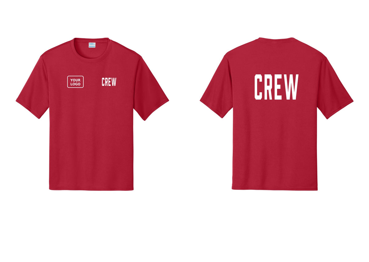 NYC Factory Custom Work Crew Uniform Performance Tee with Your Logo (Classic) - CREW + Your Logo + Back - Red