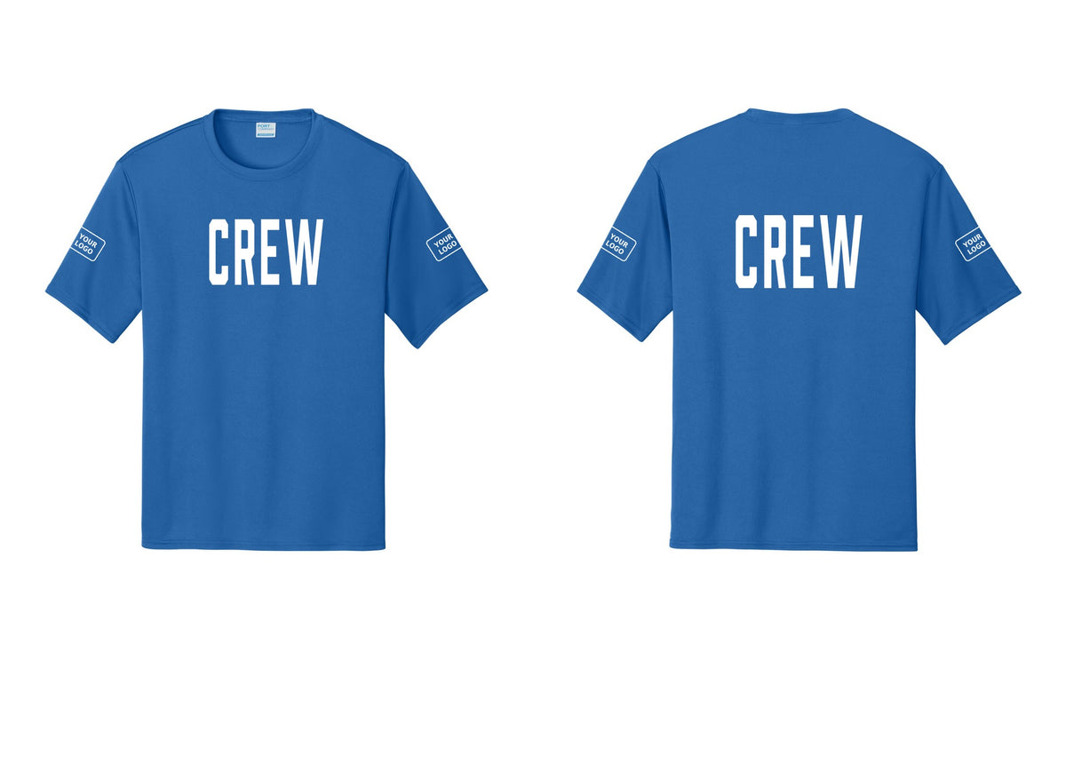 NYC Factory Custom Work Crew Uniform Performance Tee with Your Logo (Classic) - Front + Back + Your Logo Sleeves - Royal