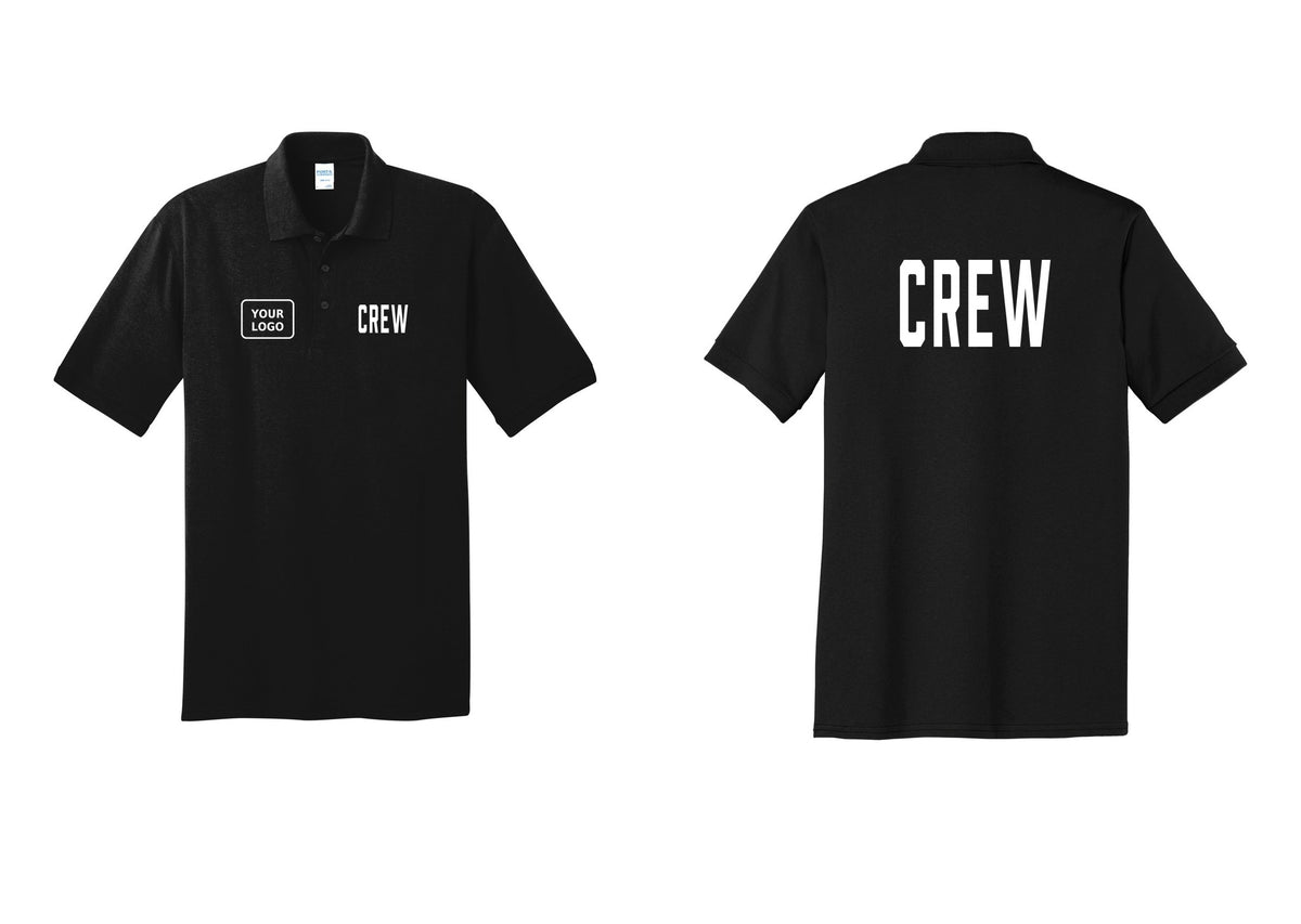 NYC Factory Custom Work Crew Uniform Polo Shirt with Your Logo (Classic) - CREW + Your Logo + Back - Black