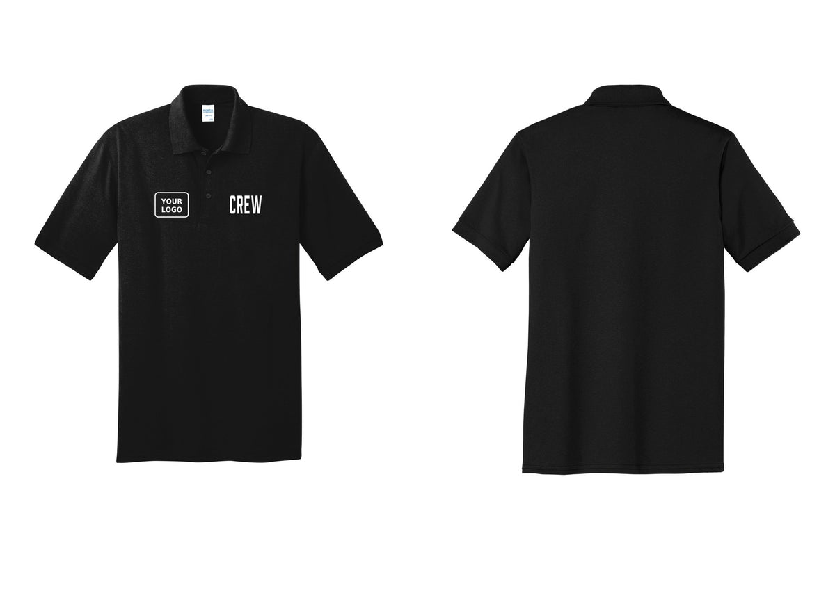 NYC Factory Custom Work Crew Uniform Polo Shirt with Your Logo (Classic) - CREW + Your Logo - Black