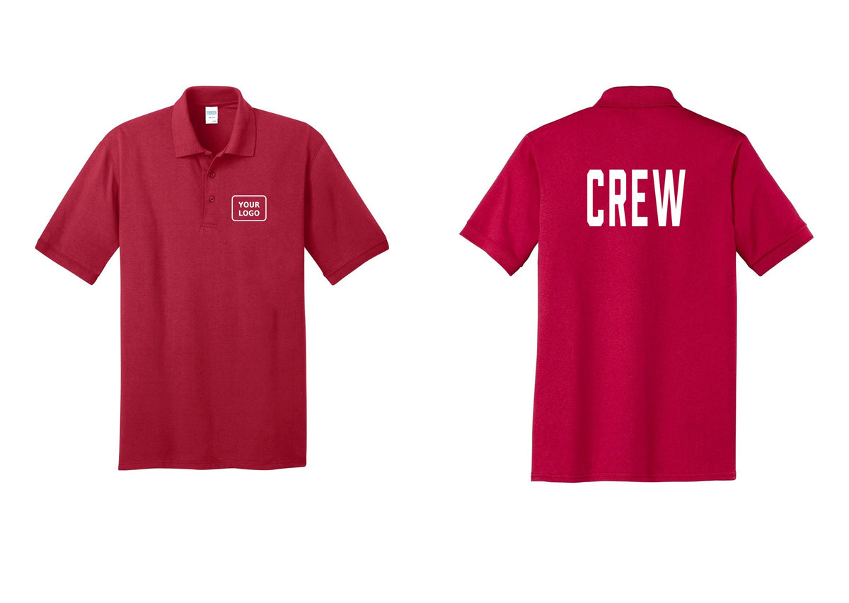 NYC Factory Custom Work Crew Uniform Polo Shirt with Your Logo (Classic) - Your Logo + Back - Red
