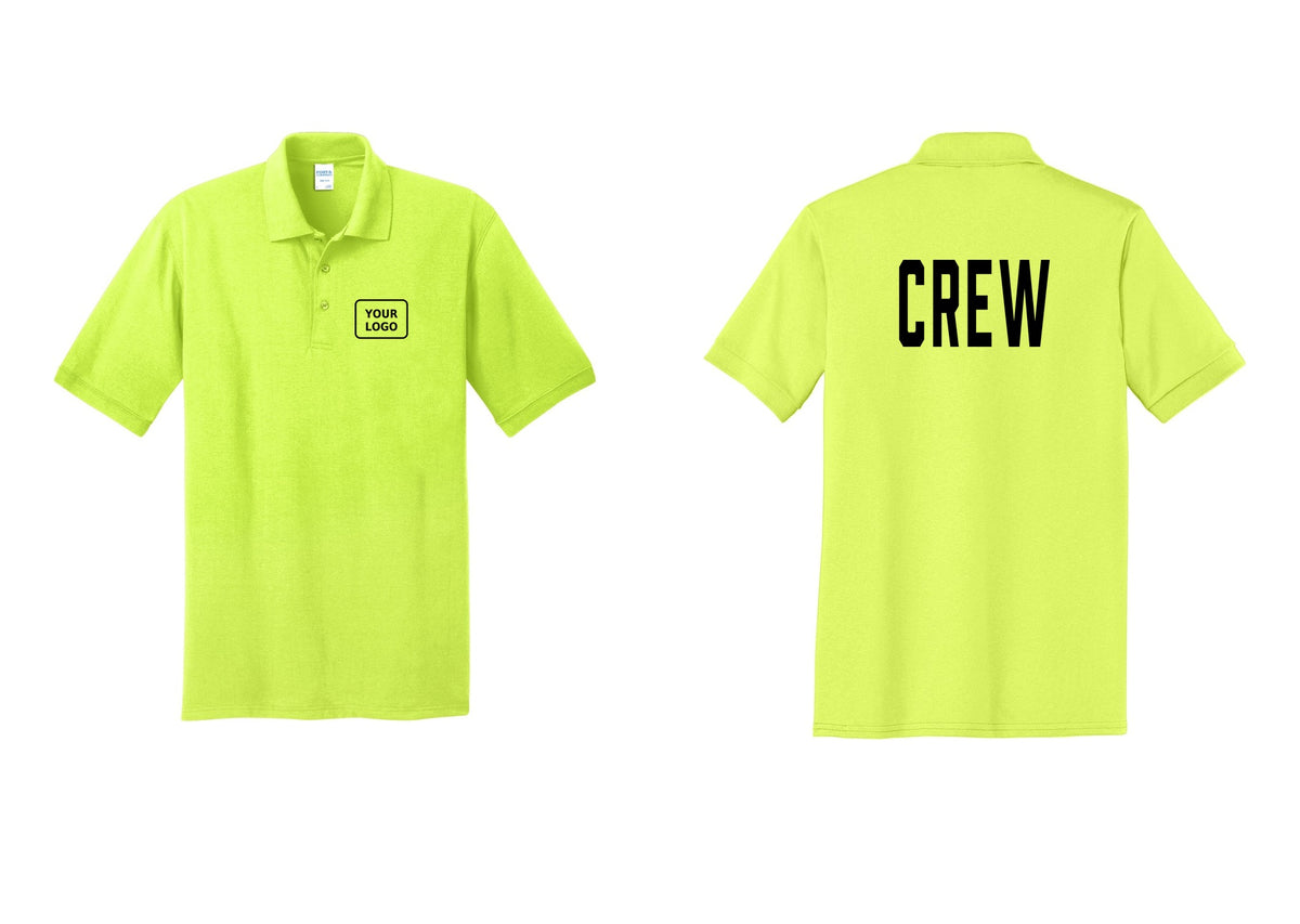 NYC Factory Custom Work Crew Uniform Polo Shirt with Your Logo (Classic) - Your Logo + Back - Safety Green