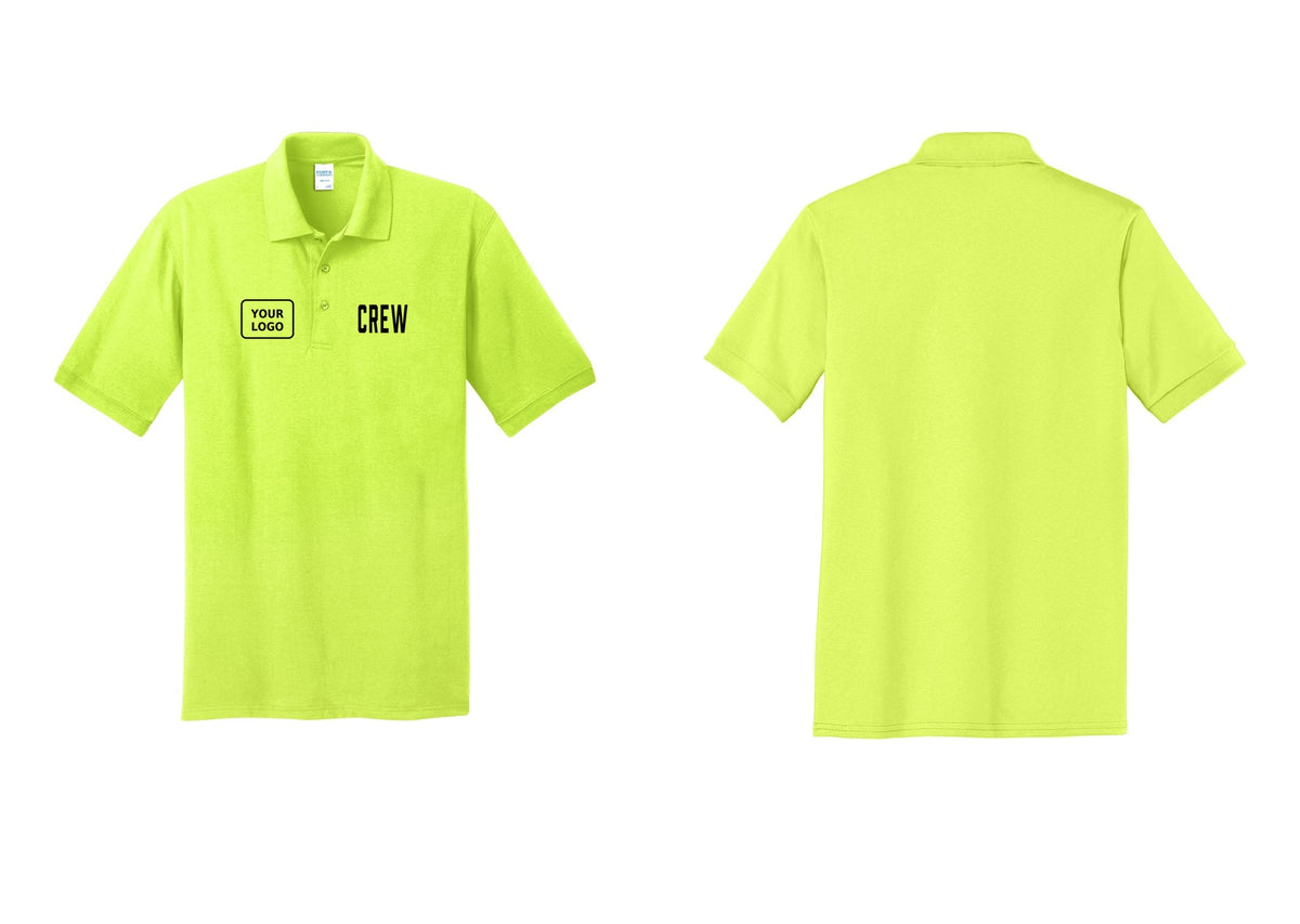 NYC Factory Custom Work Crew Uniform Polo Shirt with Your Logo (Classic) - CREW + Your Logo - Safety Green