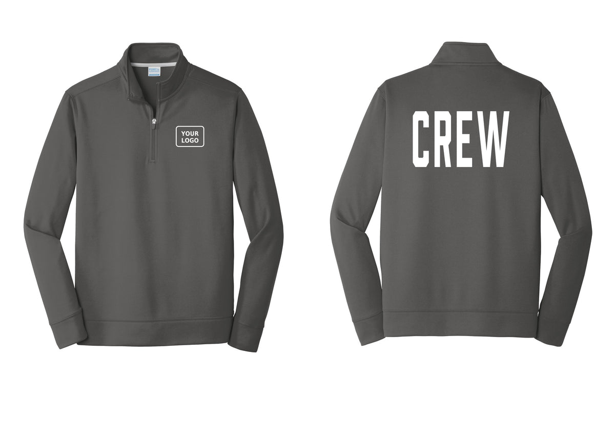 NYC Factory Custom Work Crew Uniform Performance Fleece 1/4-Zip Pullover Sweatshirt with Your Logo (Classic) - Your Logo + Back - Charcoal