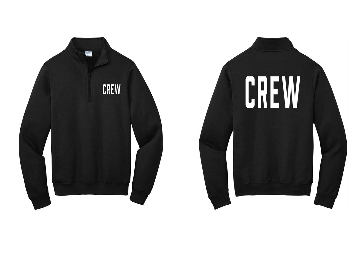 NYC Factory Crew Cotton Fleece 1/4-Zip Pullover Sweatshirt for Event Staff & Production Teams (Classic) - Chest + Back - Black