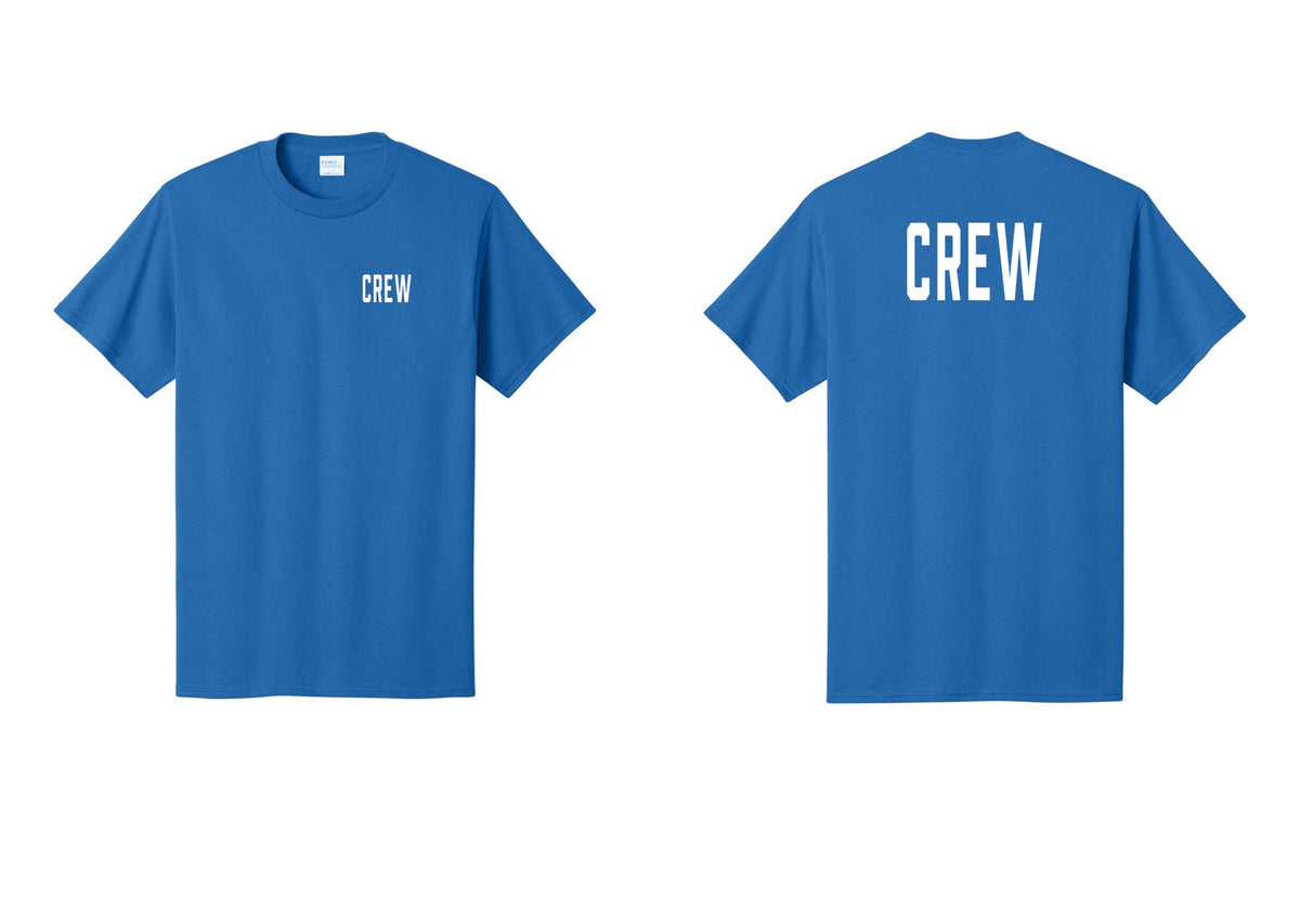 NYC Factory Crew T-Shirt, Condensed Lettering - Chest + Back - Royal