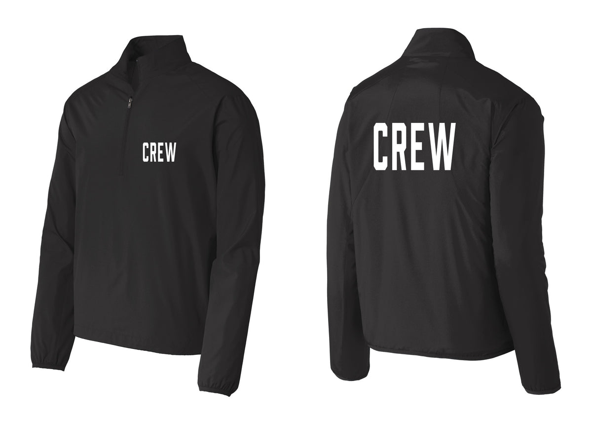 NYC Factory Crew Windbreaker 1/2-Zip Pullover for Event Staff & Production Teams (Classic) - Chest + Back - Black