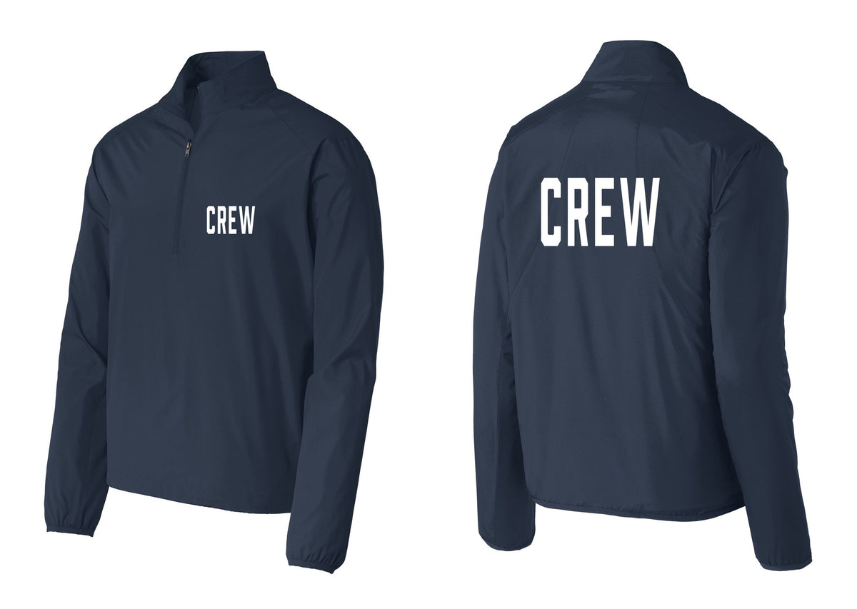 NYC Factory Crew Windbreaker 1/2-Zip Pullover for Event Staff & Production Teams (Classic) - Chest + Back - Dress Blue Navy