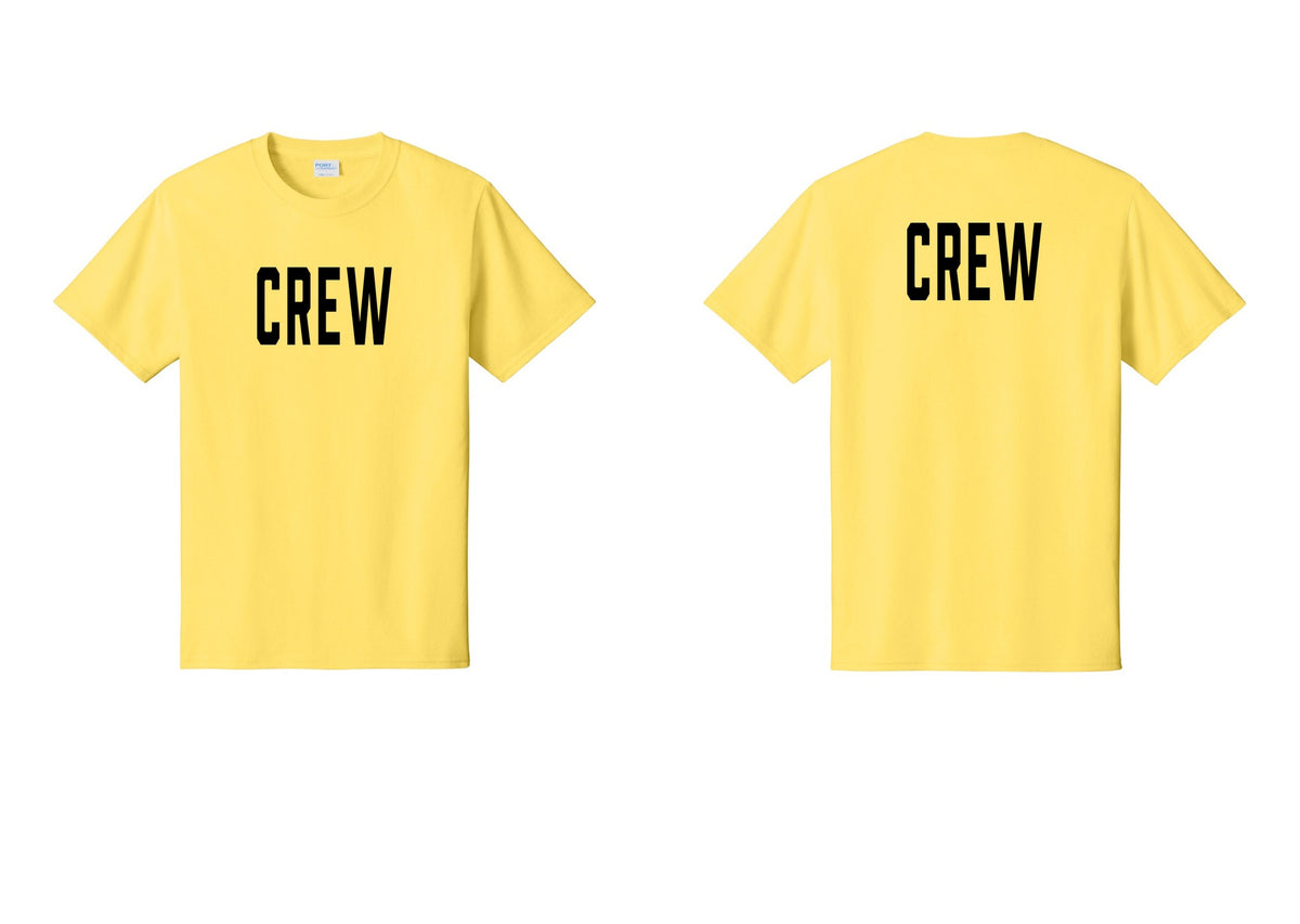 NYC Factory Crew T-Shirt, Condensed Lettering - Front + Back - Yellow