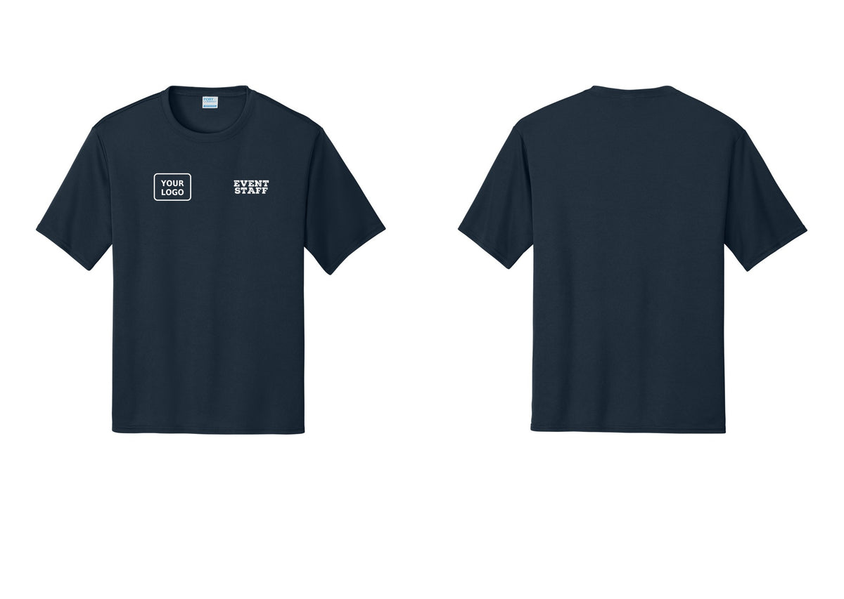 NYC Factory Custom Logo Event Staff Performance T-Shirt (Rustic) - EVENT STAFF + Your Logo - Navy
