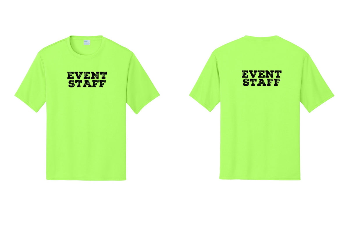 NYC Factory Event Staff Performance T-Shirt (Rustic) - Front + Back - Neon Green