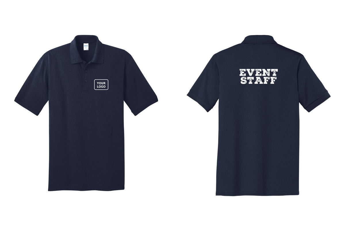 NYC Factory Custom Logo Event Staff Polo Shirt (Rustic) - Your Logo + Back - Navy
