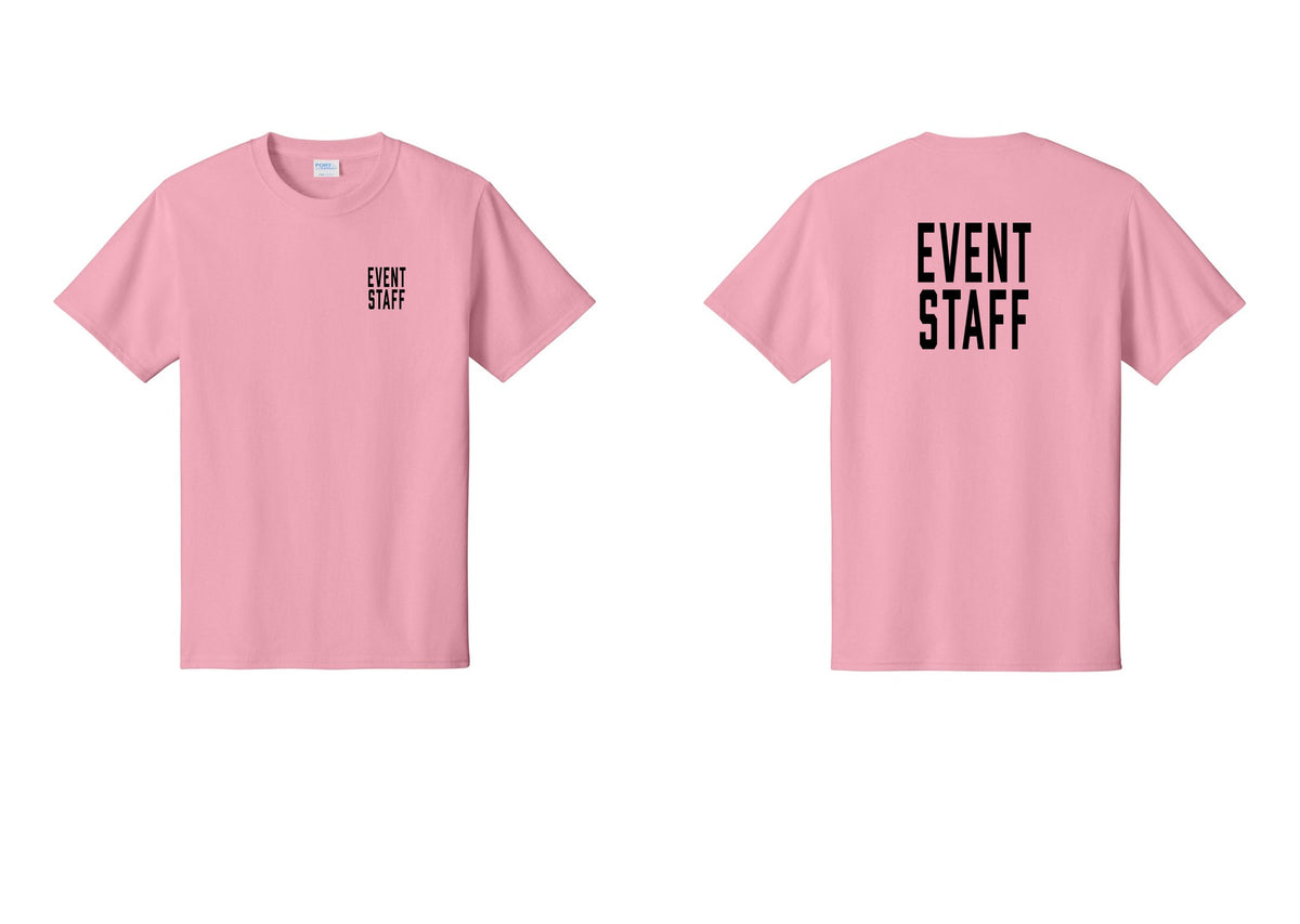 NYC Factory Event Staff T-Shirt, Condensed Lettering - Chest + Back - Candy Pink