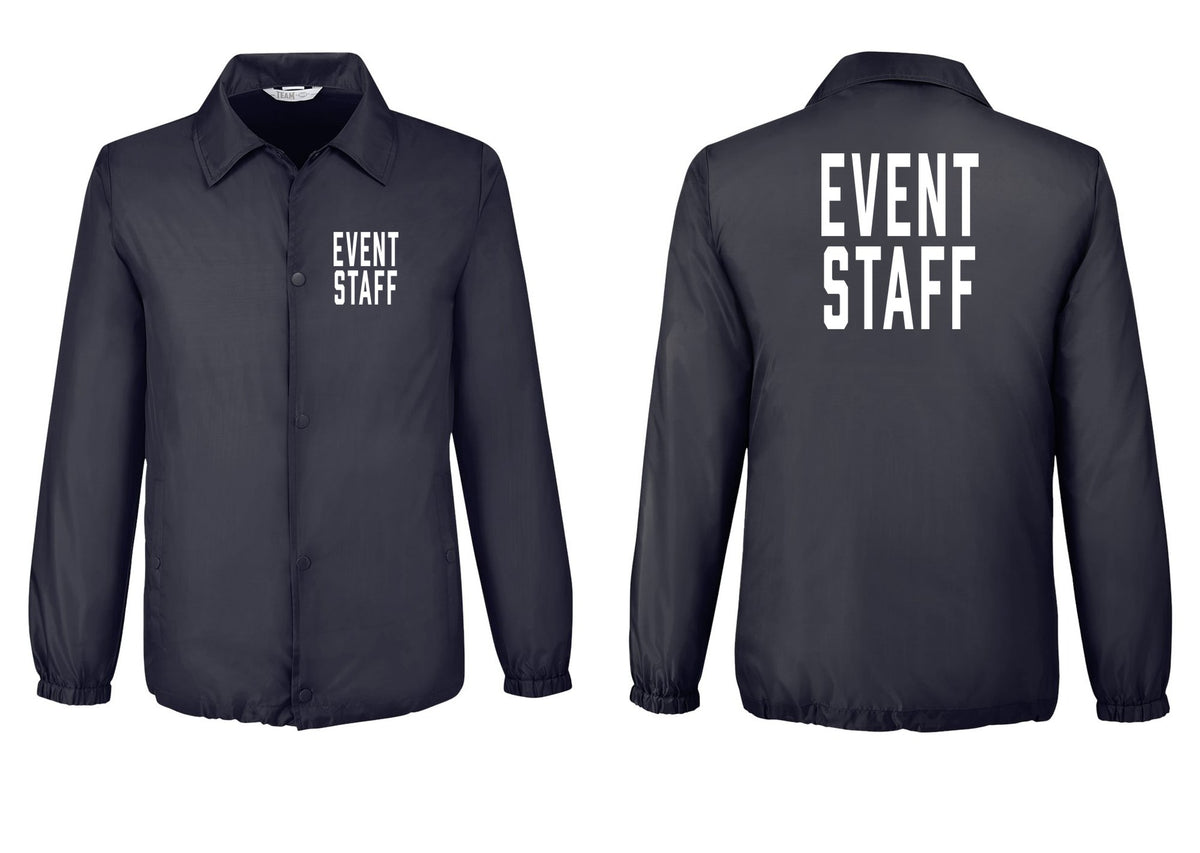 NYC Factory Event Staff Snap-Front Coaches Jacket (Classic) - Chest + Back - Black
