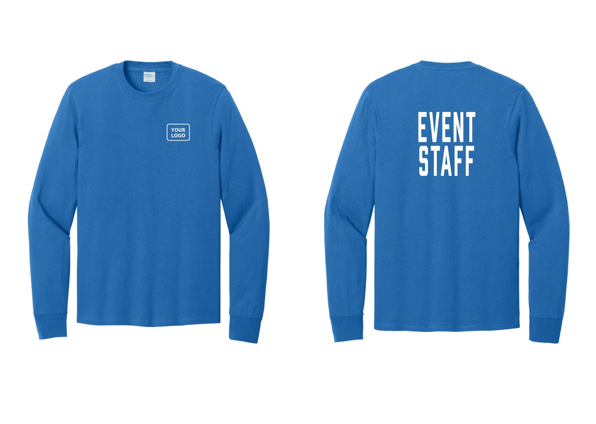 NYC Factory Custom Logo Event Staff Cotton Long Sleeve T-Shirt (Classic) - Your Logo + Back - Royal
