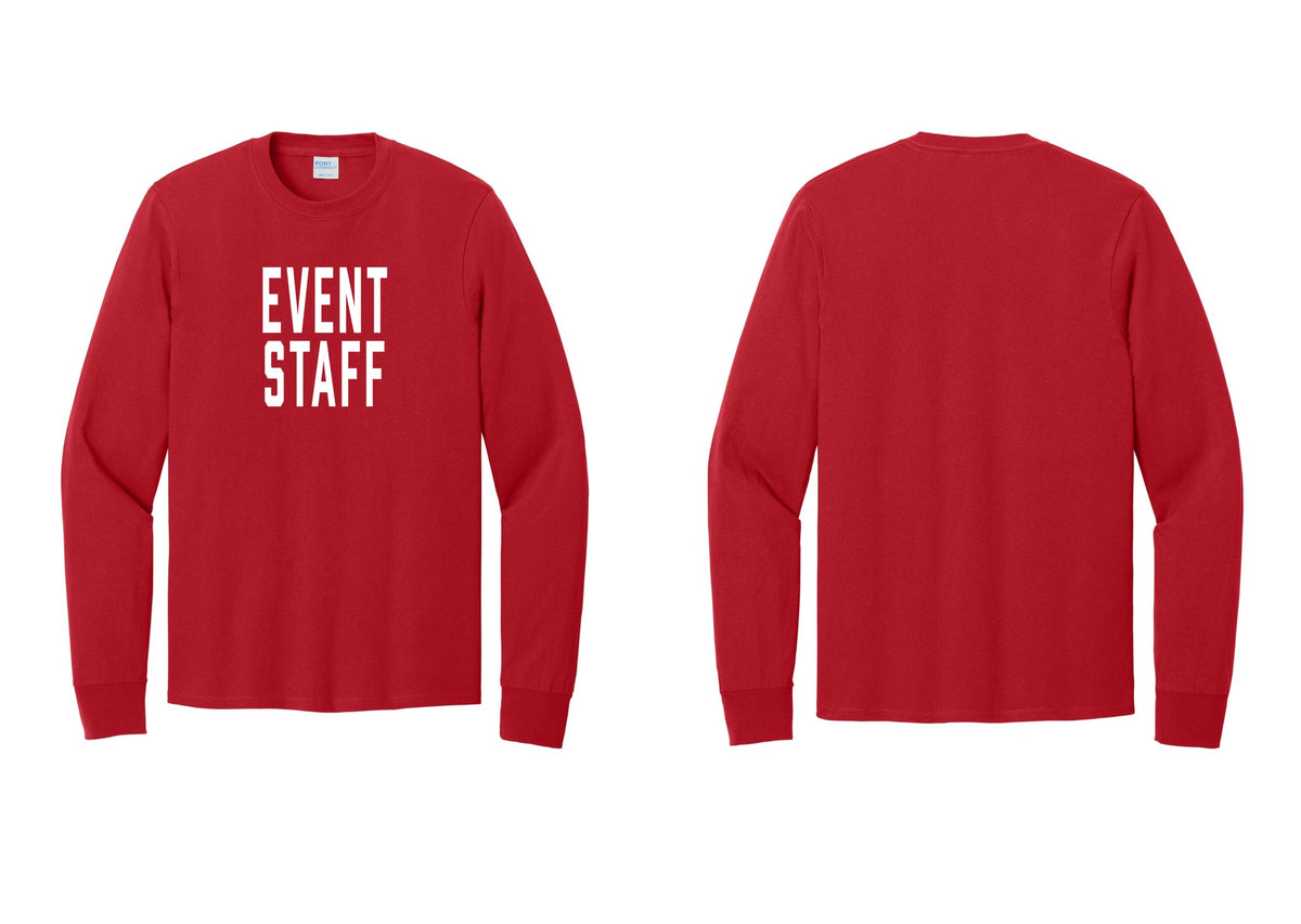 NYC Factory Event Staff Cotton Long Sleeve T-Shirt (Classic) - Front Only - Red