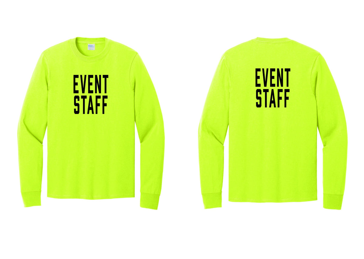 NYC Factory Event Staff Cotton Long Sleeve T-Shirt (Classic) - Front + Back - Safety Green