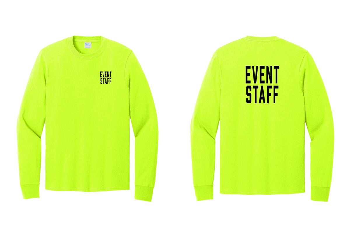 NYC Factory Event Staff Cotton Long Sleeve T-Shirt (Classic) - Chest + Back - Safety Green