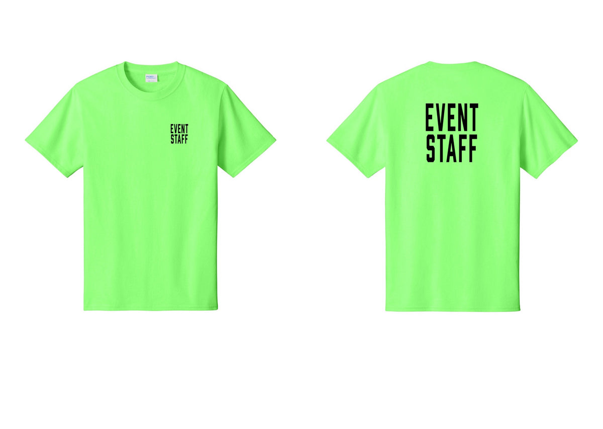 NYC Factory Event Staff T-Shirt, Condensed Lettering - Chest + Back - Neon Green