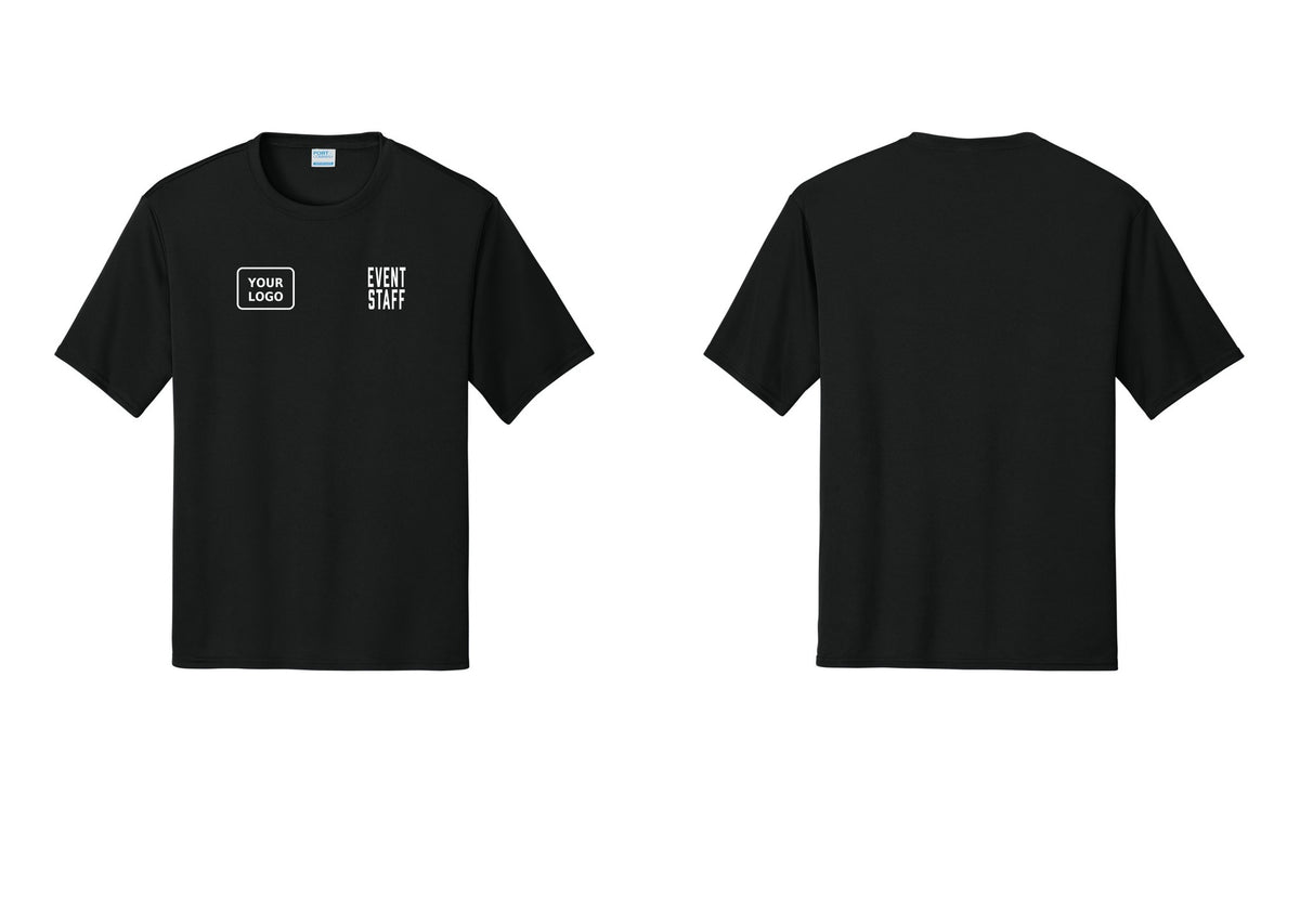 NYC Factory Custom Logo Event Staff Performance T-Shirt (Classic) - EVENT STAFF + Your Logo - Black