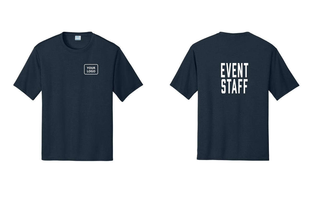 NYC Factory Custom Logo Event Staff Performance T-Shirt (Classic) - Your Logo + Back - Navy