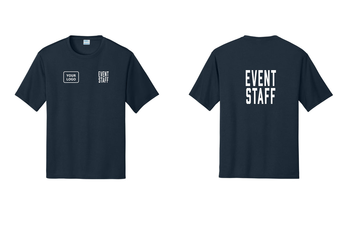 NYC Factory Custom Logo Event Staff Performance T-Shirt (Classic) - EVENT STAFF + Your Logo + Back - Navy