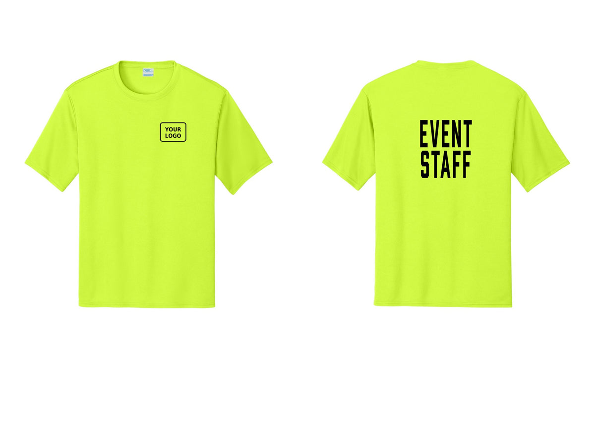 NYC Factory Custom Logo Event Staff Performance T-Shirt (Classic) - Your Logo + Back - Neon Yellow