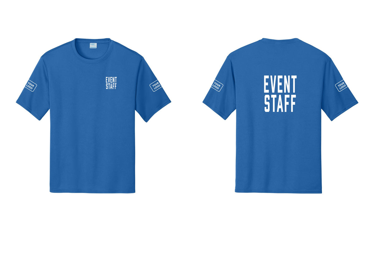 NYC Factory Custom Logo Event Staff Performance T-Shirt (Classic) - Chest + Back + Your Logo Sleeves - Royal