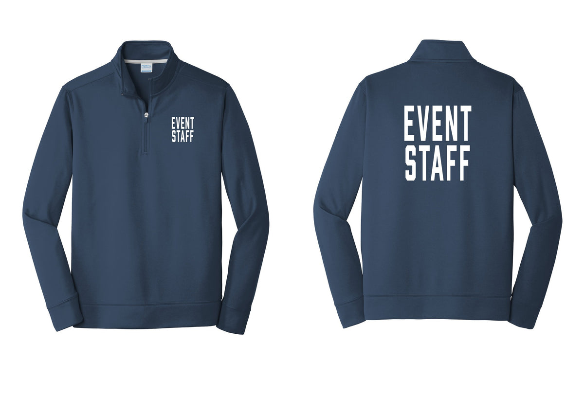 NYC Factory Event Staff Performance Fleece 1/4-Zip Pullover Sweatshirt (Classic) - Chest + Back - Navy