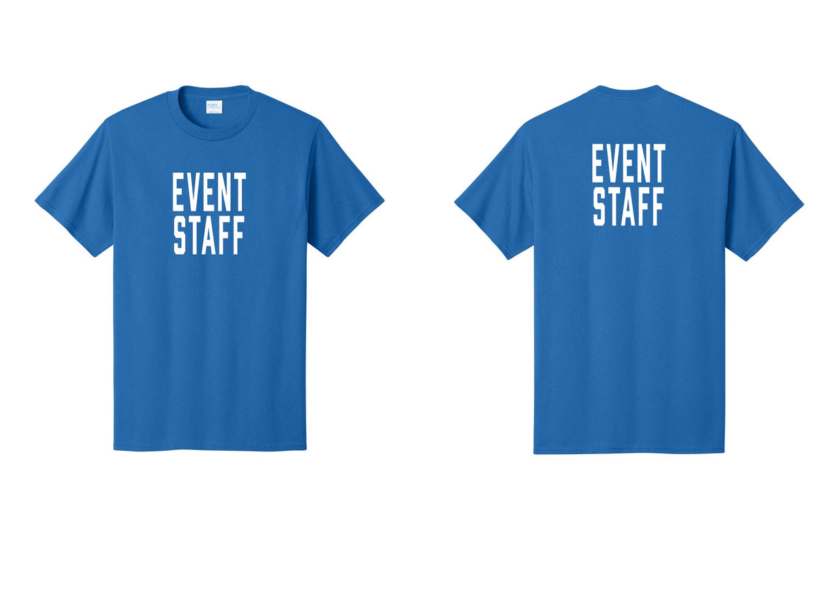 NYC Factory Event Staff T-Shirt, Condensed Lettering - Front + Back - Royal