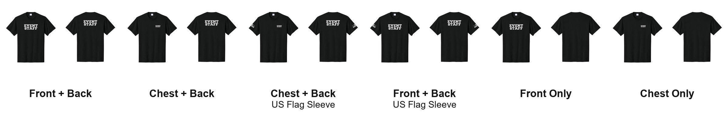 EVENT STAFF t-shirt print layouts