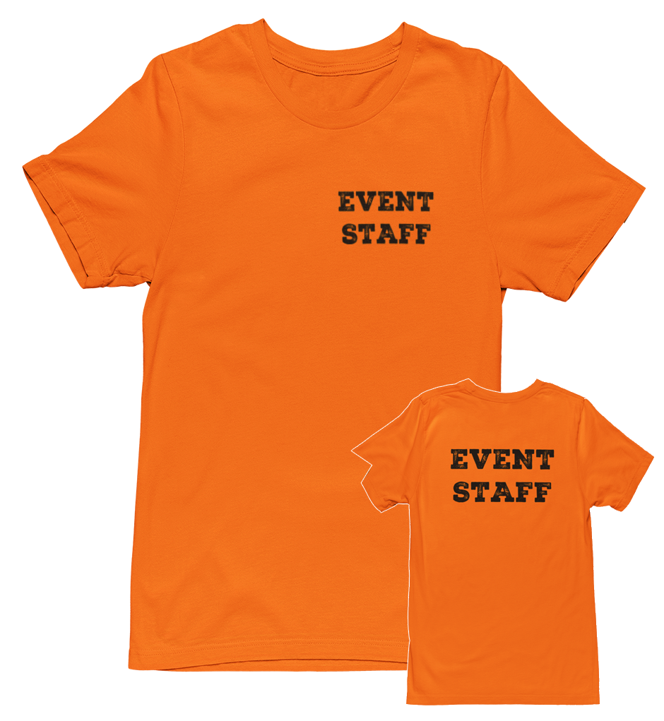 Professional Event Men's Unisex Staff Tees - Front & Back All Colors & Sizes In Stock