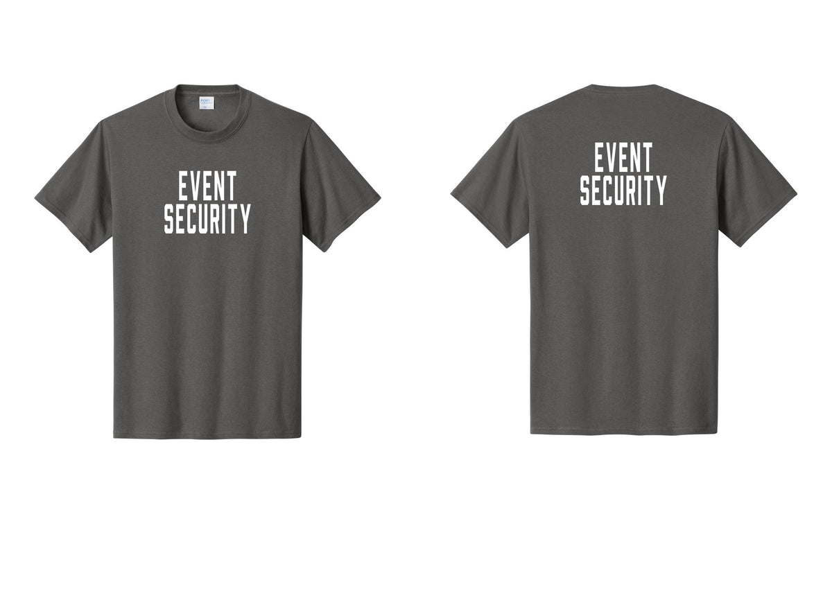 NYC Factory Event Security T-Shirt for Venues & Crowd Management (Classic) - Front + Back - Charcoal