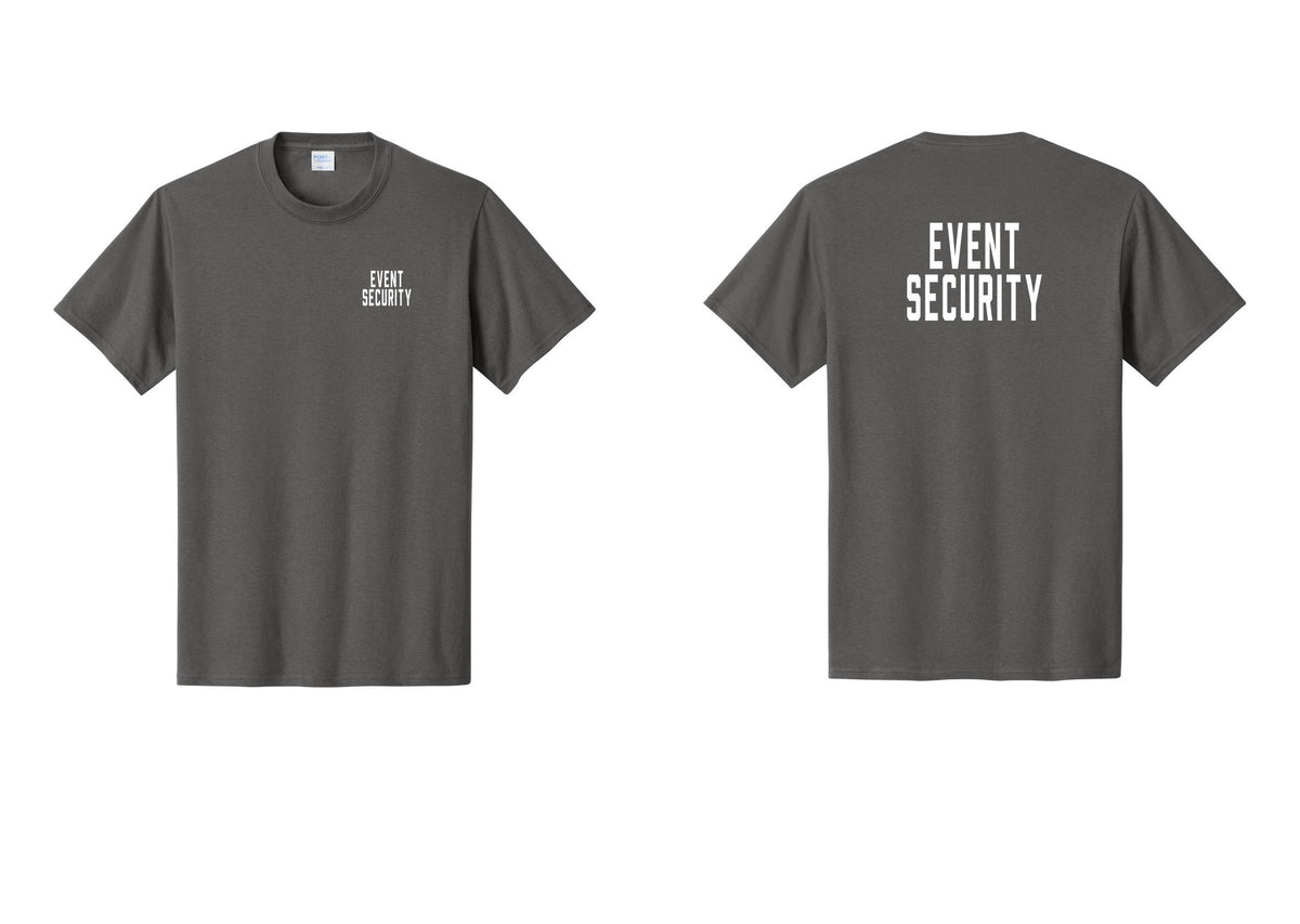 NYC Factory Event Security T-Shirt for Venues & Crowd Management (Classic) - Chest + Back - Charcoal