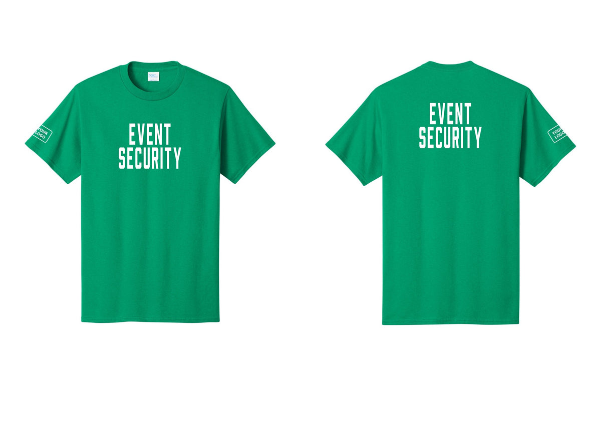 NYC Factory Custom Logo Event Security T-Shirt for Venues & Crowd Management (Classic) - Front + Back + Your Logo Sleeve - Kelly