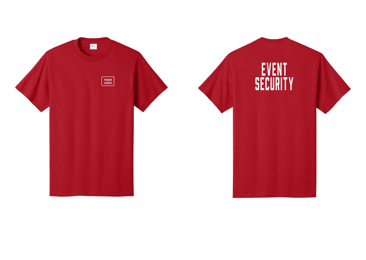 NYC Factory Custom Logo Event Security T-Shirt for Venues & Crowd Management (Classic) - Your Logo + Back - Red