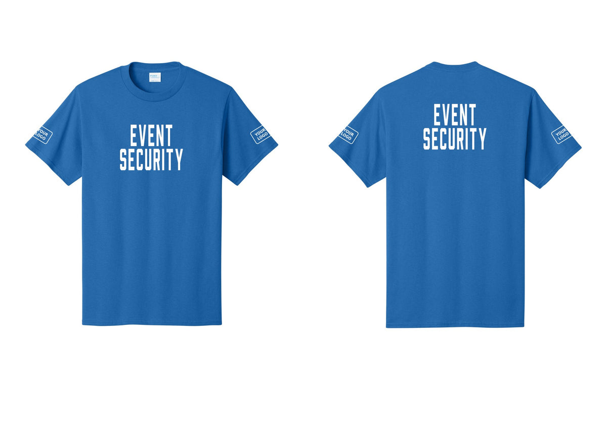 NYC Factory Custom Logo Event Security T-Shirt for Venues & Crowd Management (Classic) - Front + Back + Your Logo Sleeves - Royal