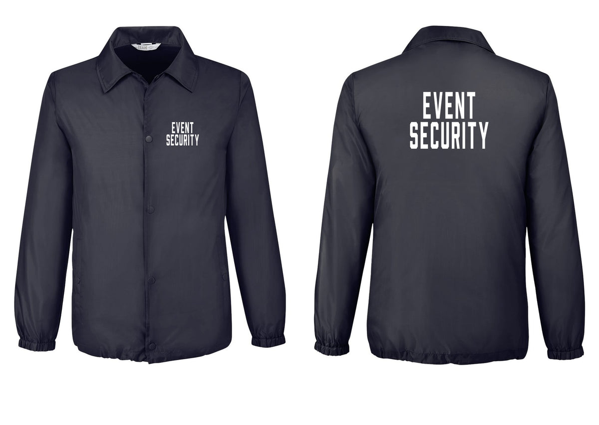 NYC Factory Event Security Snap-Front Coaches Jacket (Classic) - Chest + Back - Black