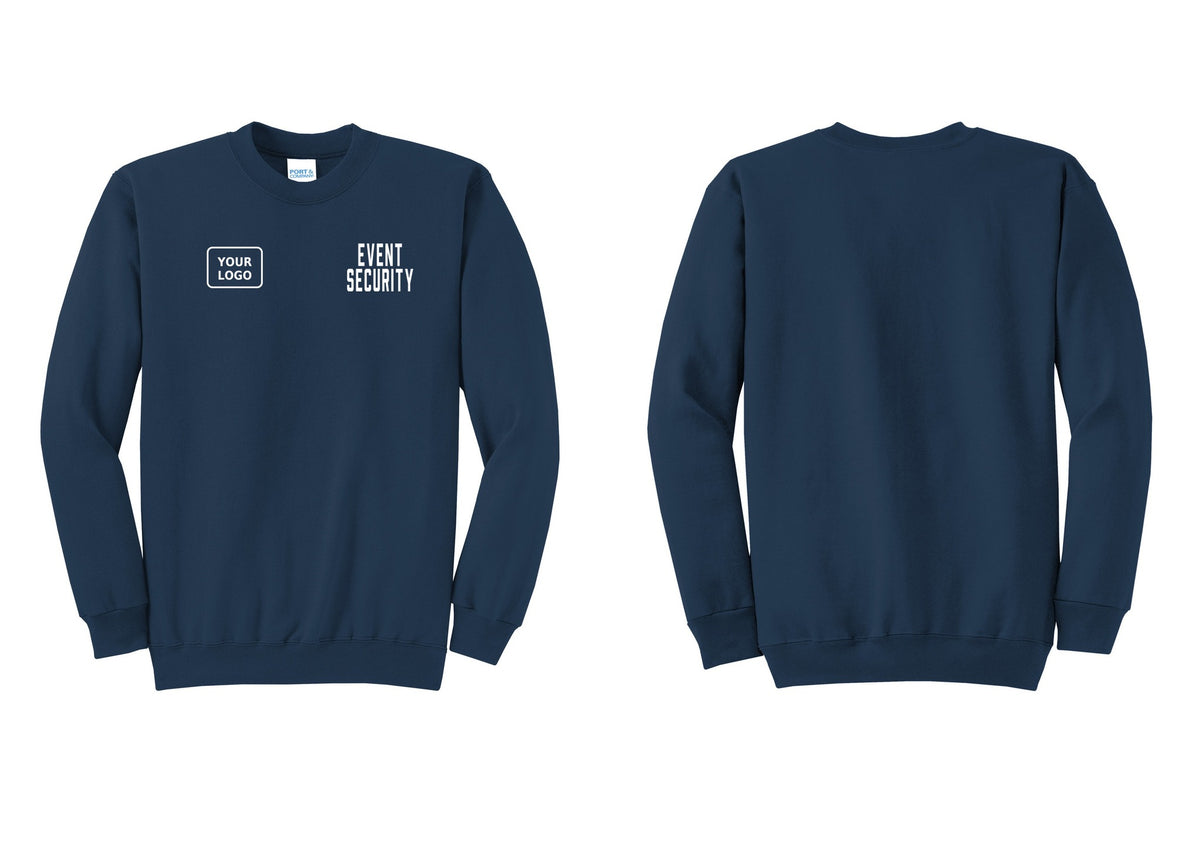 NYC Factory Custom Logo Event Security Cotton Fleece Crewneck Sweatshirt (Classic) - EVENT SECURITY + Your Logo - Navy