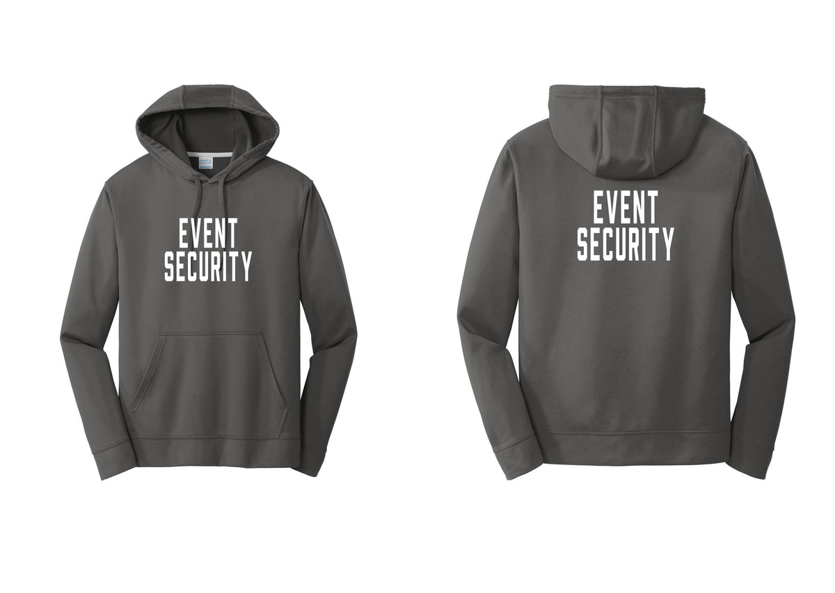 NYC Factory Event Security Performance Hooded Fleece Pullover Sweatshirt (Classic) - Front + Back - Charcoal