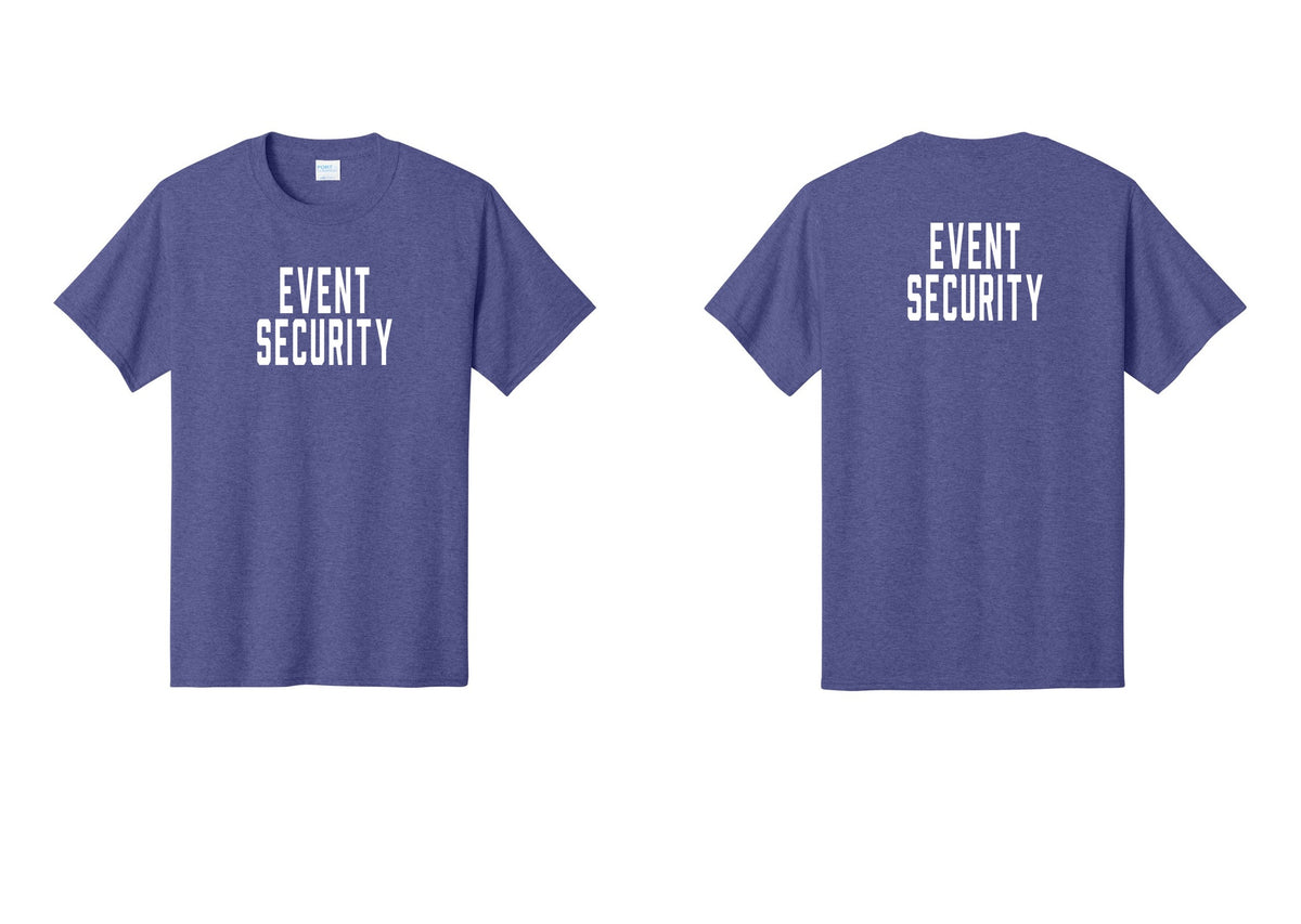 NYC Factory Event Security T-Shirt for Venues & Crowd Management (Classic) - Front + Back - Heather Purple
