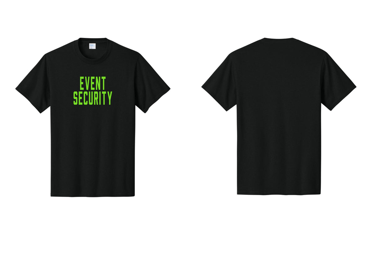 NYC Factory Event Security T-Shirt for Venues & Crowd Management (Classic) - Front Only - Black / Neon
