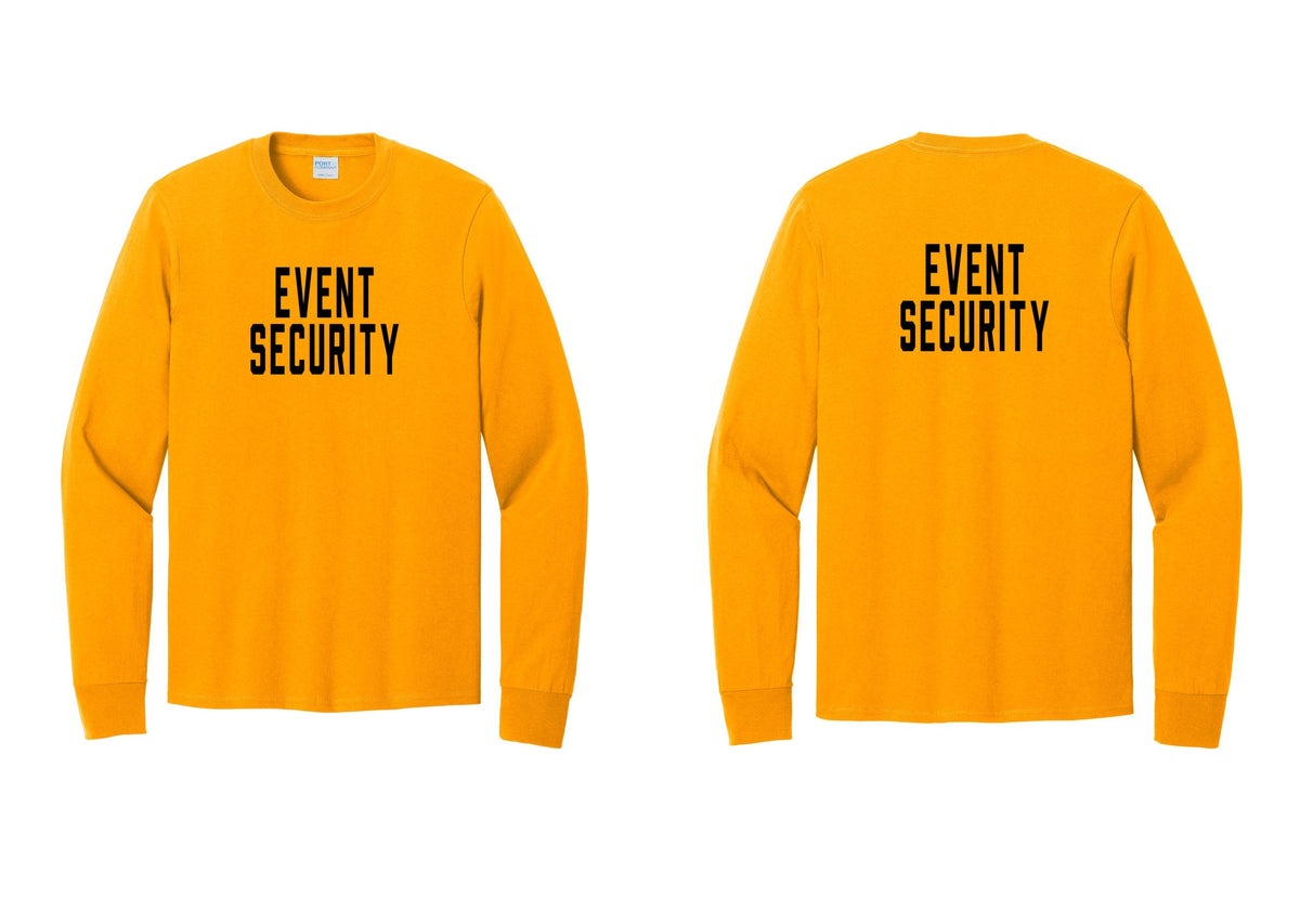 NYC Factory Event Security Cotton Long Sleeve T-Shirt (Classic) - Front + Back - Gold