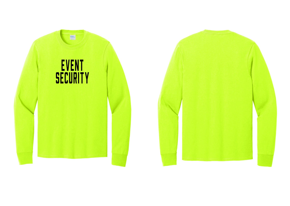NYC Factory Event Security Cotton Long Sleeve T-Shirt (Classic) - Front Only - Safety Green