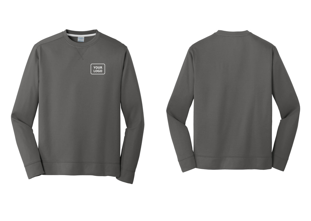 NYC Factory Custom Logo Event Security Performance Fleece Crewneck Sweatshirt (Classic) - Your Logo Only - Charcoal